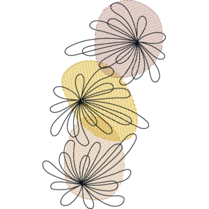 Sheer Background Line Art - Three Flowers