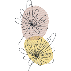 Sheer Background Line Art - Two Flowers